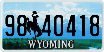 WY license plate 9840418
