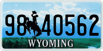 WY license plate 9840562