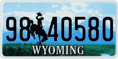 WY license plate 9840580