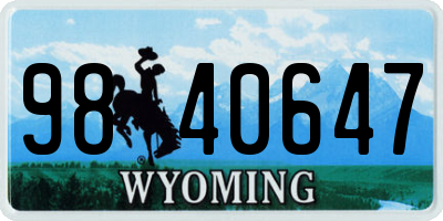 WY license plate 9840647