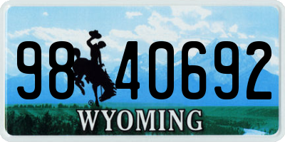 WY license plate 9840692