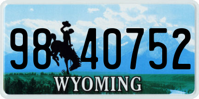 WY license plate 9840752