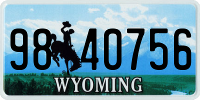 WY license plate 9840756