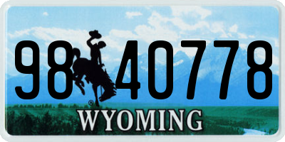 WY license plate 9840778
