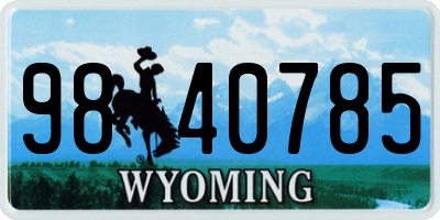 WY license plate 9840785