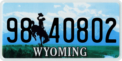 WY license plate 9840802