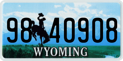 WY license plate 9840908