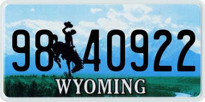 WY license plate 9840922