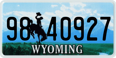 WY license plate 9840927