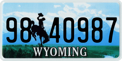 WY license plate 9840987