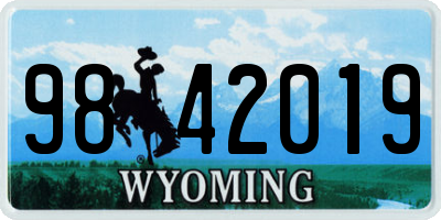 WY license plate 9842019