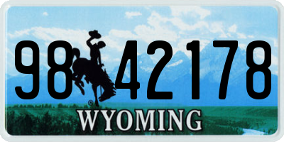 WY license plate 9842178