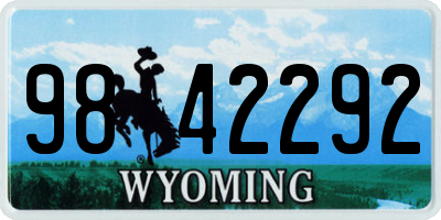 WY license plate 9842292
