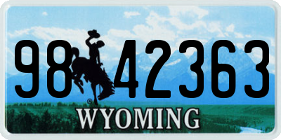 WY license plate 9842363