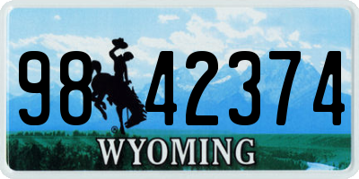 WY license plate 9842374