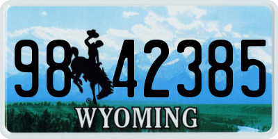 WY license plate 9842385