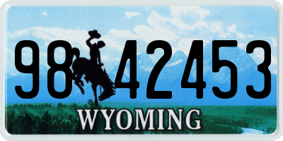 WY license plate 9842453