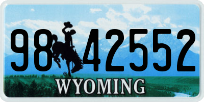 WY license plate 9842552