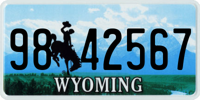 WY license plate 9842567