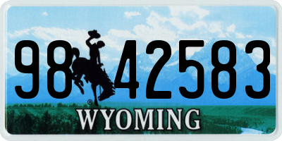 WY license plate 9842583