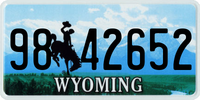 WY license plate 9842652