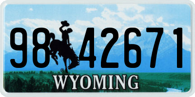 WY license plate 9842671