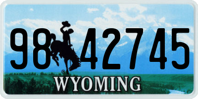 WY license plate 9842745