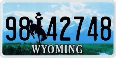 WY license plate 9842748