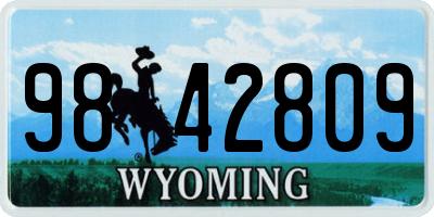 WY license plate 9842809
