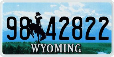 WY license plate 9842822