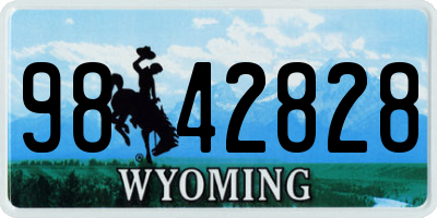 WY license plate 9842828