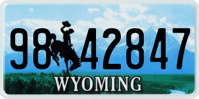 WY license plate 9842847