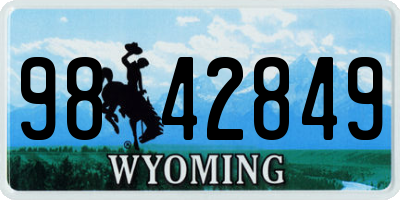 WY license plate 9842849