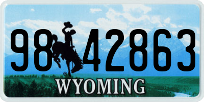 WY license plate 9842863