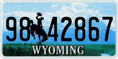 WY license plate 9842867