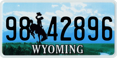 WY license plate 9842896