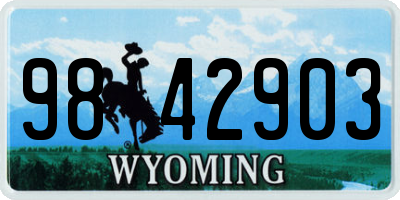 WY license plate 9842903