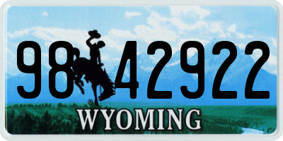 WY license plate 9842922