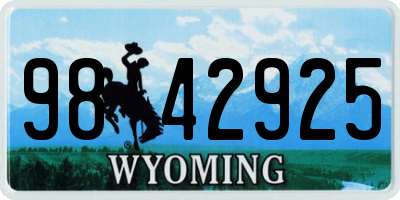 WY license plate 9842925