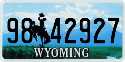 WY license plate 9842927