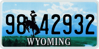 WY license plate 9842932