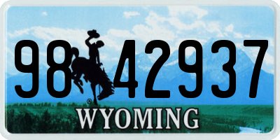 WY license plate 9842937