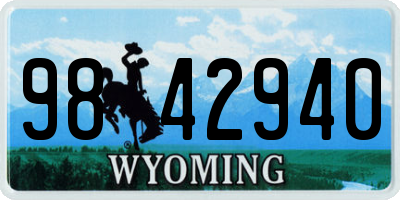 WY license plate 9842940
