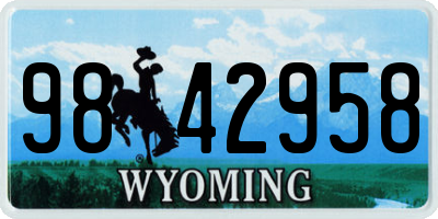 WY license plate 9842958