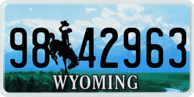 WY license plate 9842963