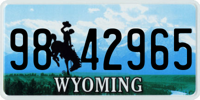 WY license plate 9842965