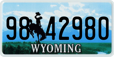 WY license plate 9842980