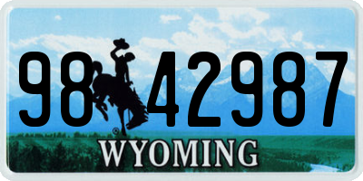 WY license plate 9842987