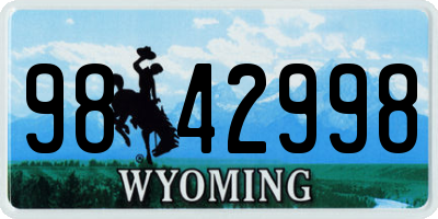 WY license plate 9842998