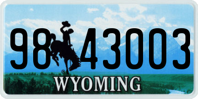 WY license plate 9843003